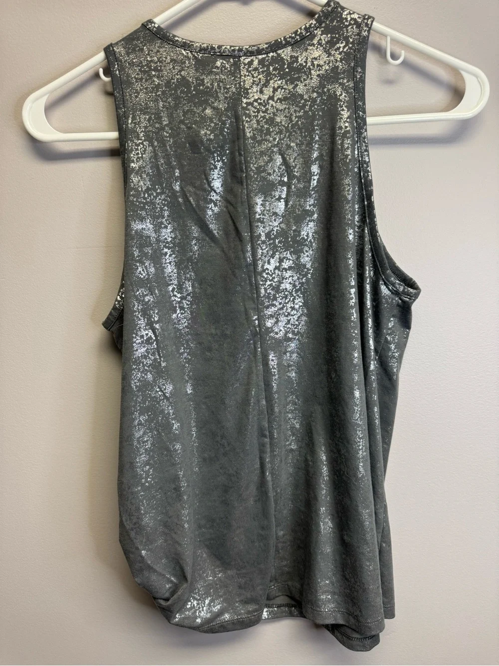 Metallic Gray Sleeveless Tank Top with Tie Side - Picture 4 of 4